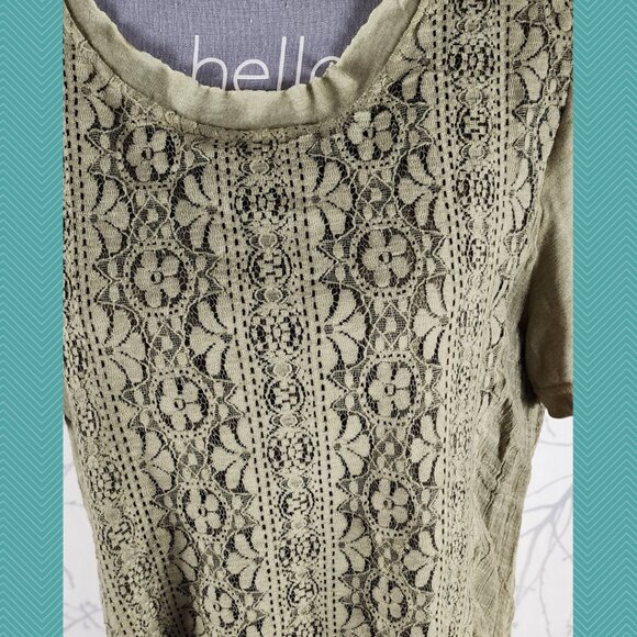 Simply Couture Green Lace Overlay Tiered Tunic - Picture 2 of 5